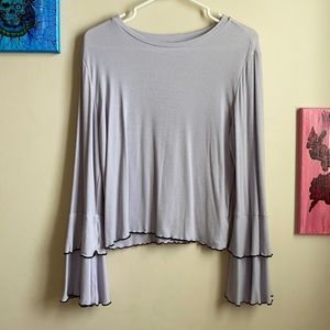 Purple ribknit bell sleeve top